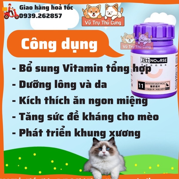 Vitamin cho Mèo Nourse 11, cho Mèo biếng ăn, dinh dưỡng cho Mèo