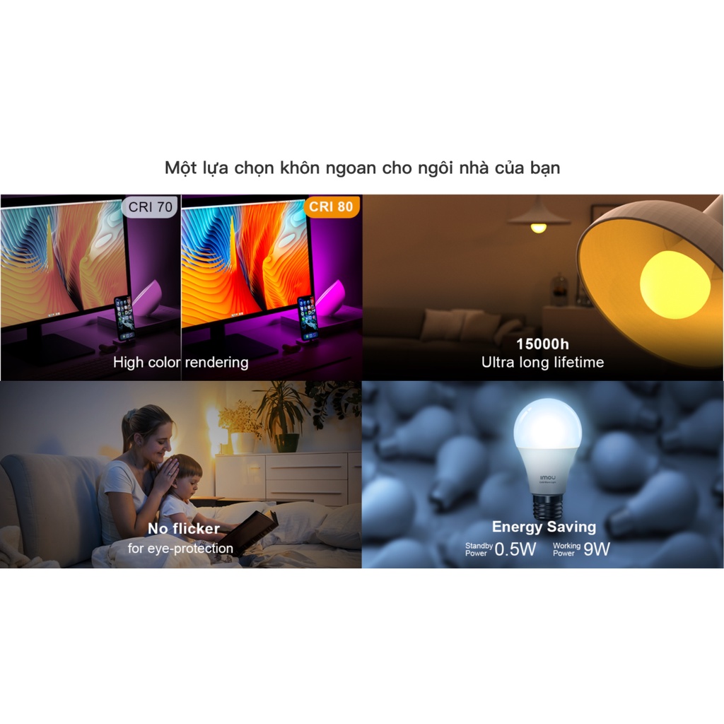 Bóng Đèn Thông Minh Imou E27 16 Triệu Màu Điều Khiển Từ Xa - Chính Hãng