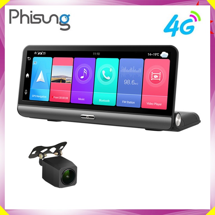 Camera hành trình Phisung P03 đặt taplo ô tô 4G, wifi, 8 inch tích hợp cam lùi - Rom 32G + Ram 2GB - Tích hợp PM Navitel | BigBuy360 - bigbuy360.vn