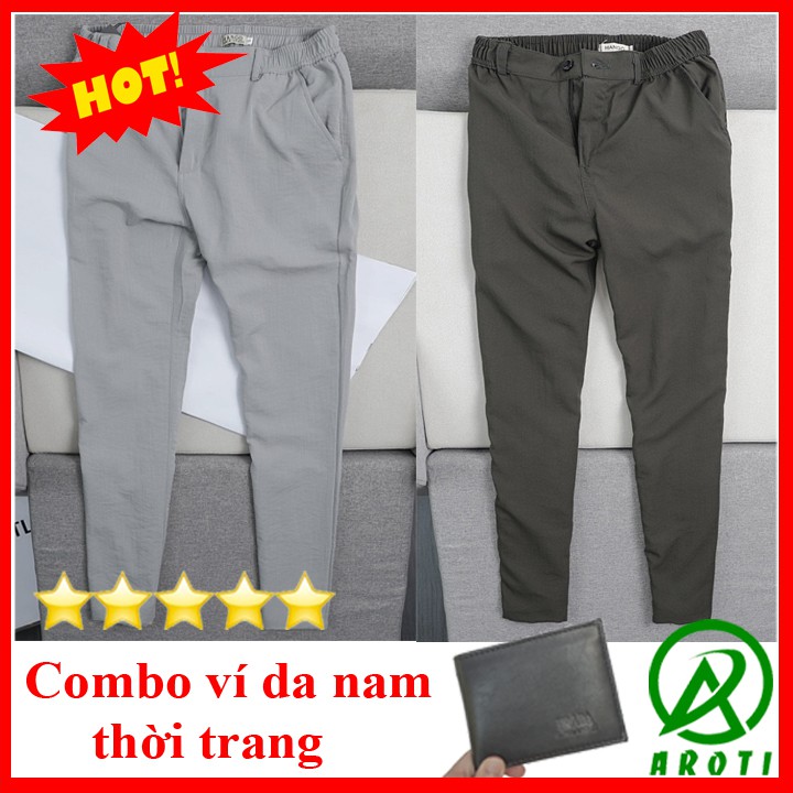 Quần Đũi Nam AROTI Ống Rộng Đứng Chất Đũi Dày Đẹp Cao Cấp, Siêu Mát, Co Giãn Tốt Dáng Suông Dài Công Sở Đủ Size D0035+VÍ