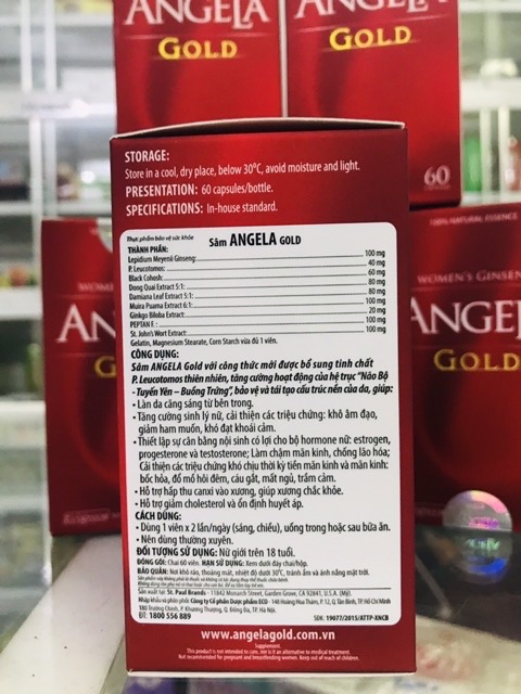 Sâm Angela Gold ⚡CHÍNH HÃNG ⚡ có tem tích điểm - Hộp 60 viên và 30 viên - Hỗ trợ bổ sung nội tiết tố