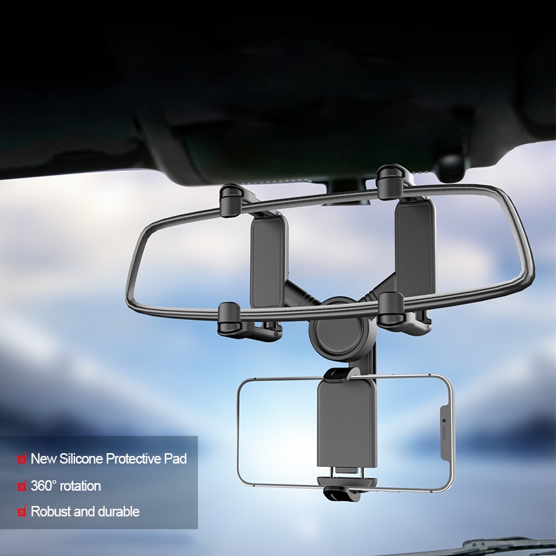 SEAMETAL Giá Đỡ Điện Thoại Gắn Gương Chiếu Hậu Xe Hơi Tiện Dụng