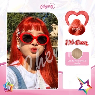 Thuốc nhuộm tóc màu ĐỎ CAM - ORANGE RED cần dùng thuốc tẩy tóc Chenglovehairs, Chenglovehair