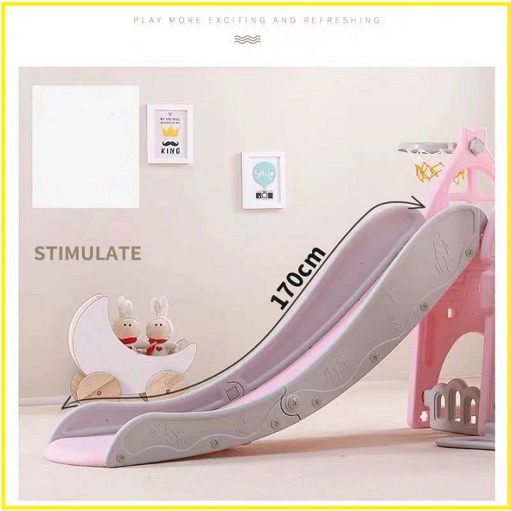 Cầu trượt xích đu 2in1 kích thước lớn tặng kèm bóng rổ