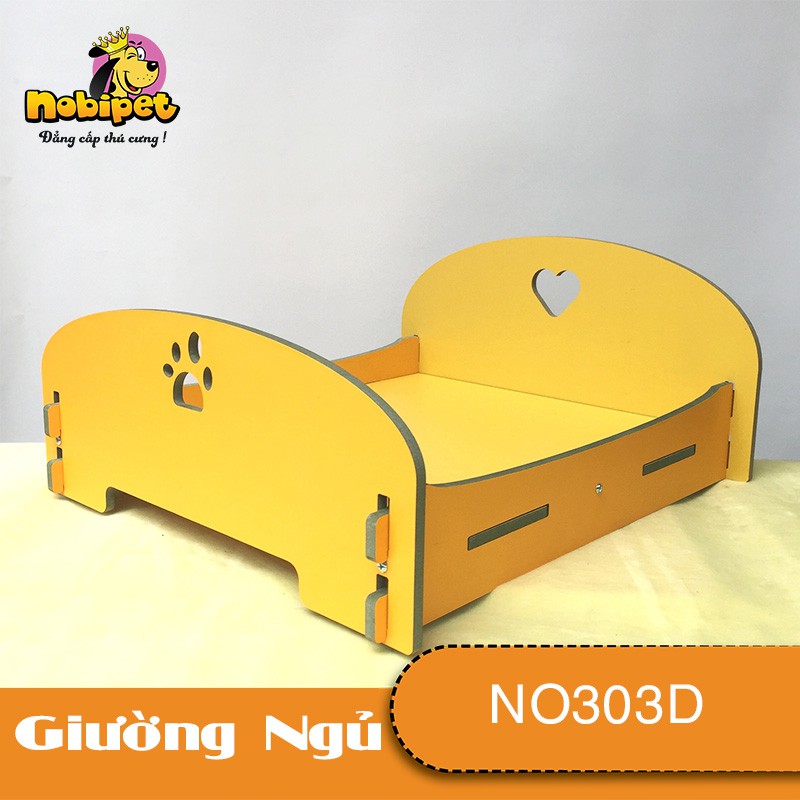 Giường Ngủ Gỗ Lắp Ráp Lovely Medium Vàng Chanh Cho Chó Mèo Cỡ Trung