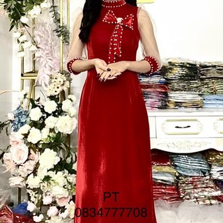 ÁO DÀI CÁCH TÂN LỤA NHUNG CAO CẤP- ÁO DÀI TẾT