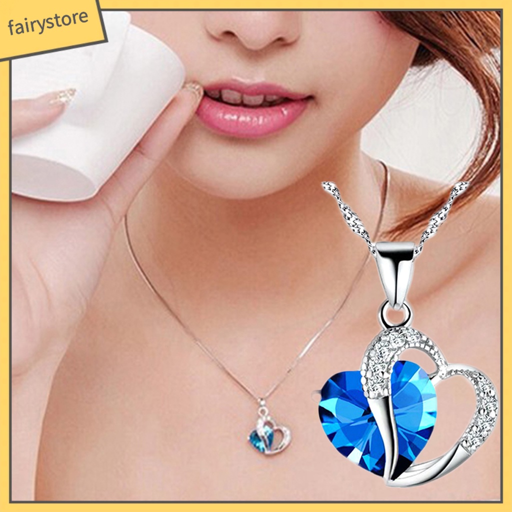 Dây Chuyền Mặt Trái Tim Đính Đá Zircon Thời Trang Cho Nữ