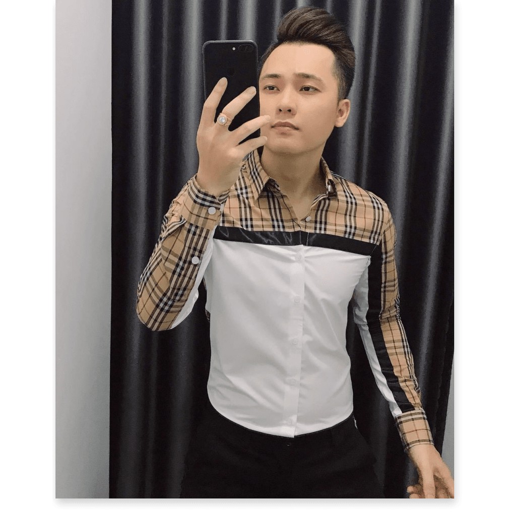 ÁO SƠ MI NAM PHỐI MÀU ĐẶC SẮC TINH TẾ Y HÌNH THỞI TRANG PHONG CÁCH HÀN HHP