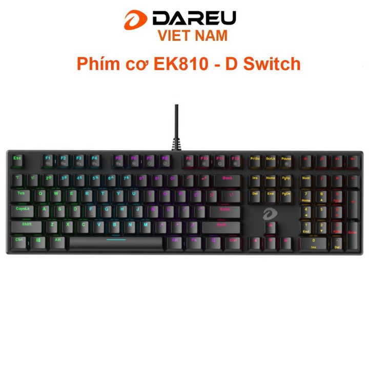 Bàn Phím Cơ Gaming Dareu EK810 Multi Led Black , đèn led hiện đại , phím bấm cực tốt , độ bền cao