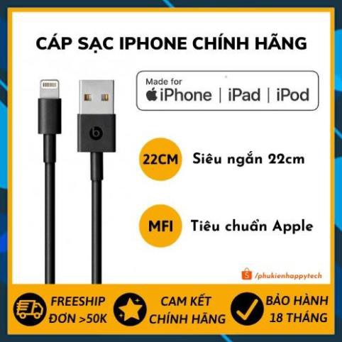 Sạc iPhone Beats - Sạc iPhone ngắn 22cm- Có MFI