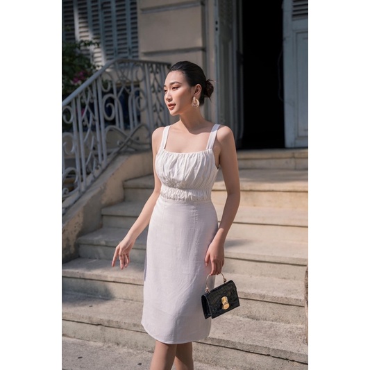 Ceci Cela - Đầm Dây Nhún Ngực Trắng Fani