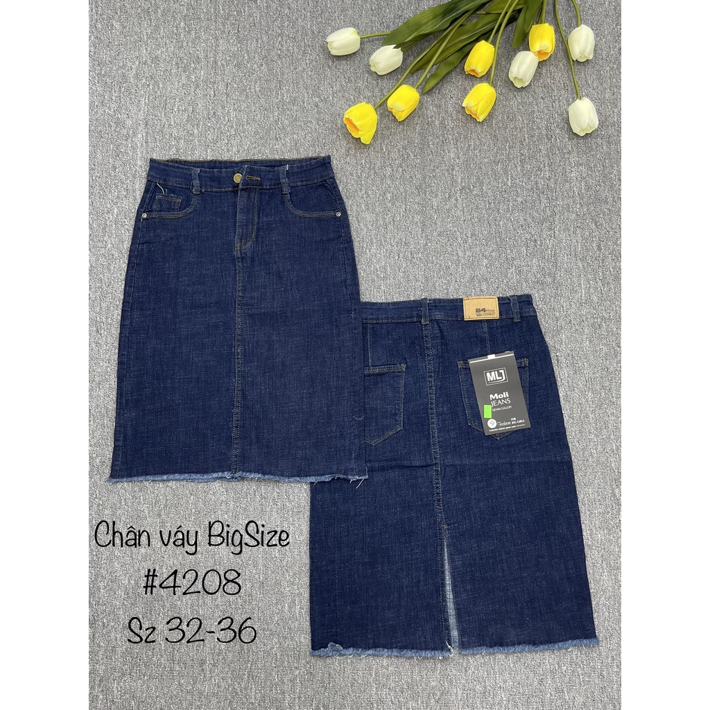 Chân Váy Jeans Bút Chì BigSize Dài Ngang gối 4208 Molijean