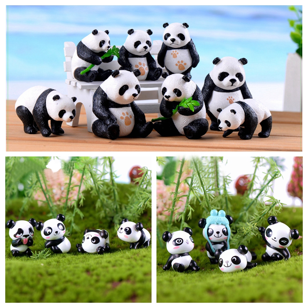 Set 4 / 8 tượng gấu trúc mini trang trí tiểu cảnh