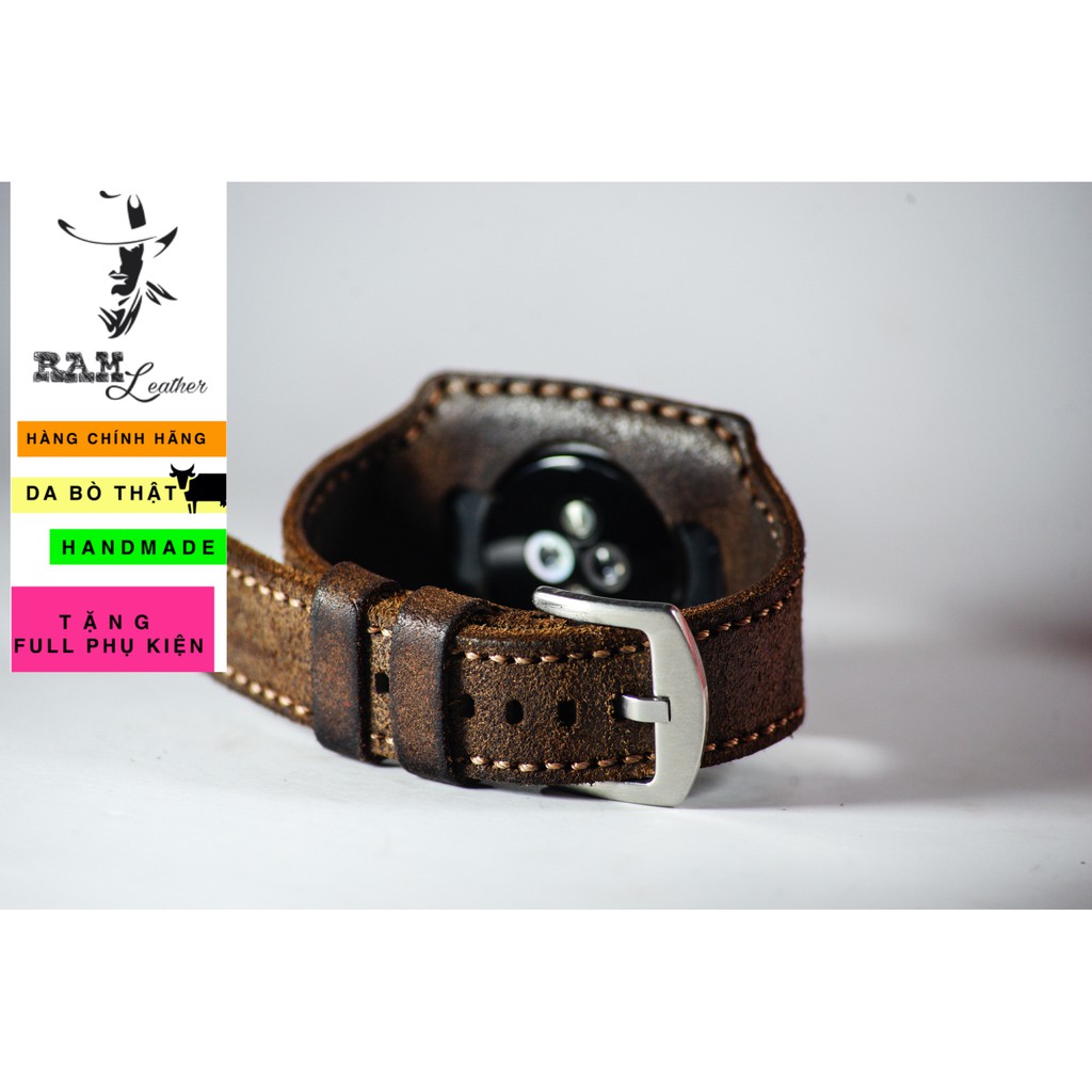 Dây apple watch da bò thật chống mồ hôi RAM Leather bx mài nhám - tặng khóa chốt và adapter