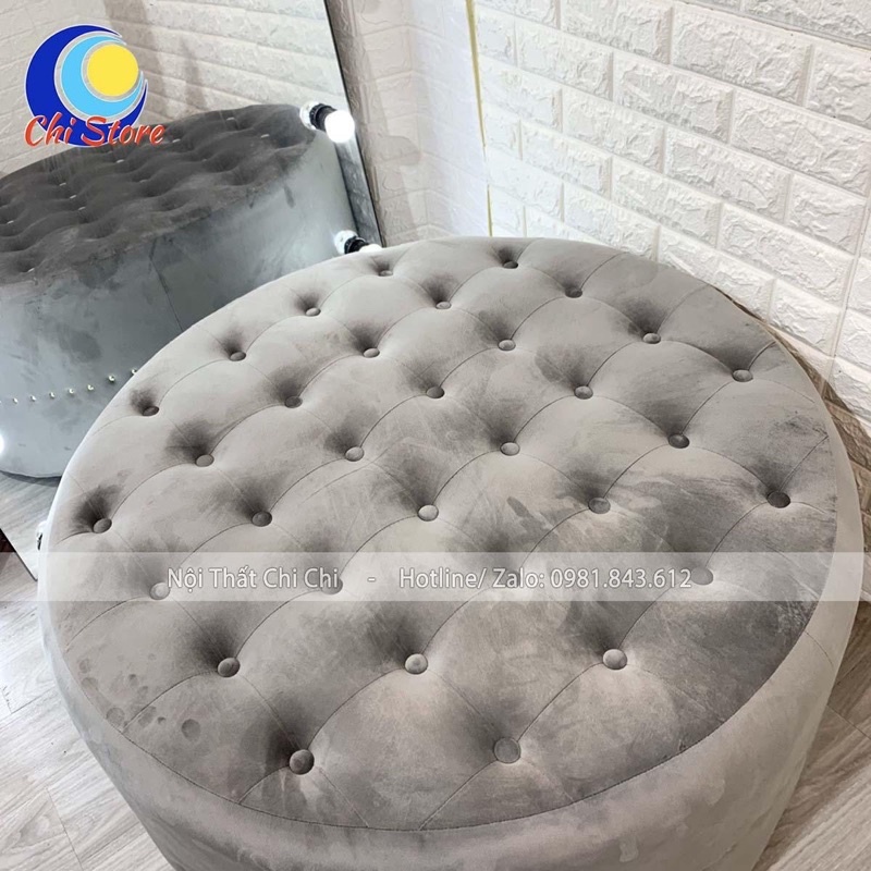 Ghế Đôn Sofa Tròn Đính Khuy Đường Kính 1M, Đôn Sofa Ngồi Chờ Tại Shop Sang Chảnh