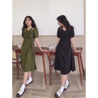 Đầm nhún khoét vai 
