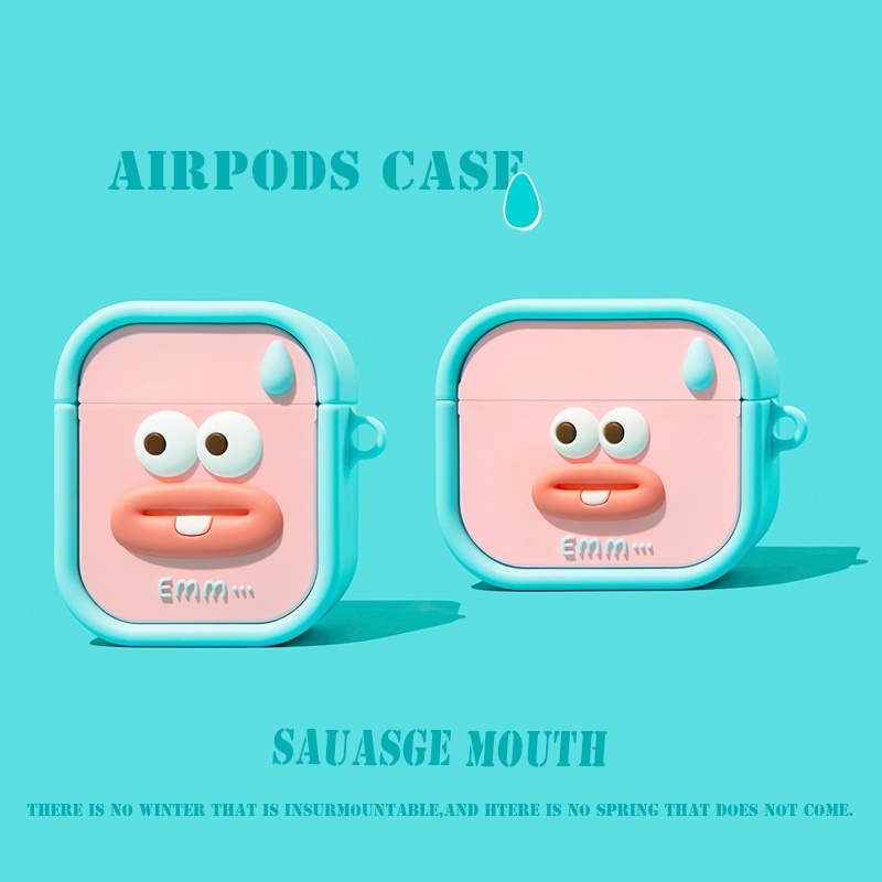 Vỏ Bảo Vệ Hộp Sạc Tai Nghe AirPods3 Gen AirPods3 2021 3 Hình Xúc Xích Màu Xanh Dương Xinh Xắn Ốp