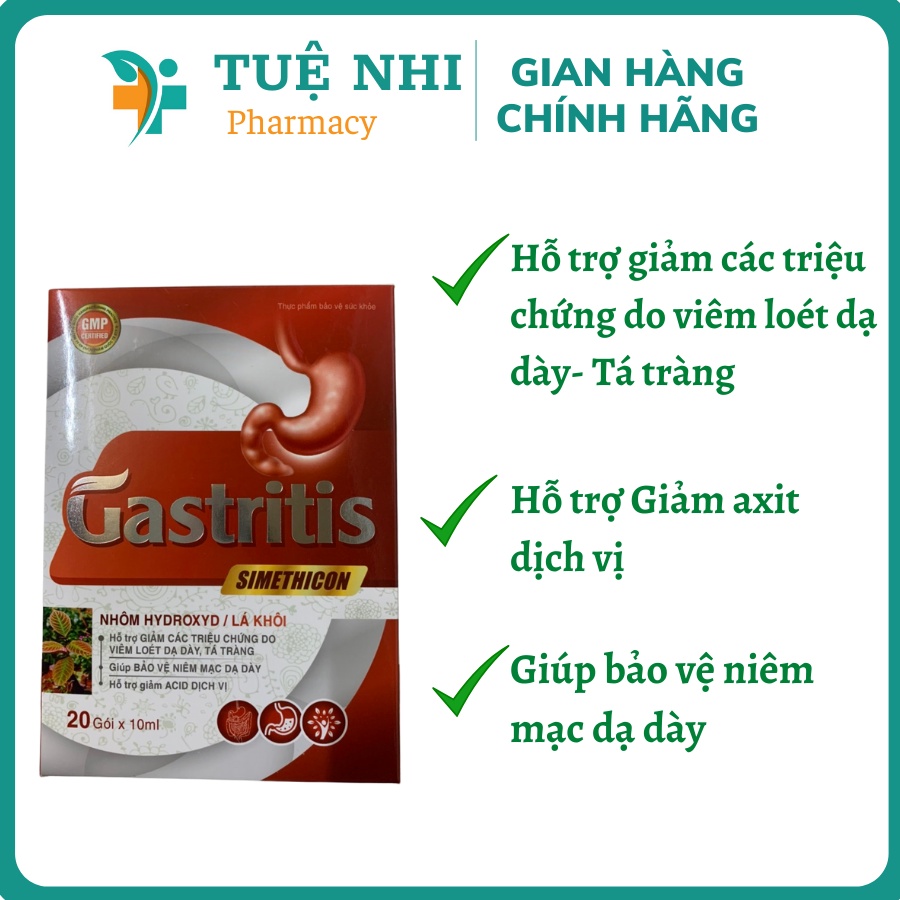 Gel dạ dày Gastritis hỗ trợ Giảm đầy hơi, khó tiêu hộp 20 gói NT039