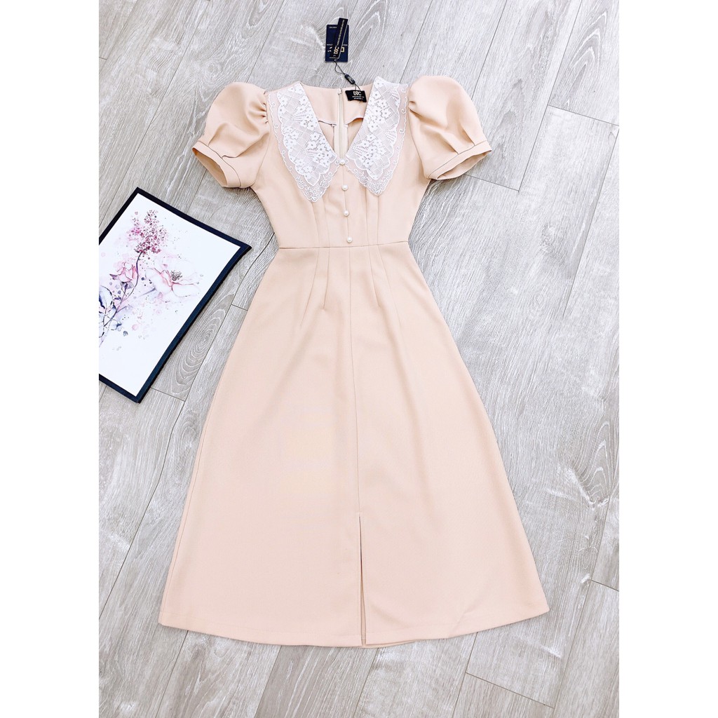[Mã WASTMAY giảm 15% tối đa 30K đơn 150K] Váy be cổ ren V1521 - Đẹp Shop DVC (Kèm ảnh thật trải sàn do shop tự chụp) | BigBuy360 - bigbuy360.vn