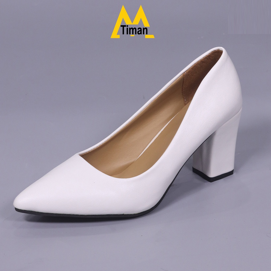 [Mã INCU50 giảm 50K đơn 250K] Giày cao gót 4cm mũi nhọn đế vuông TIMAN TD21 êm chân chắc chắn nhẹ nhàng bảo hành 1 năm