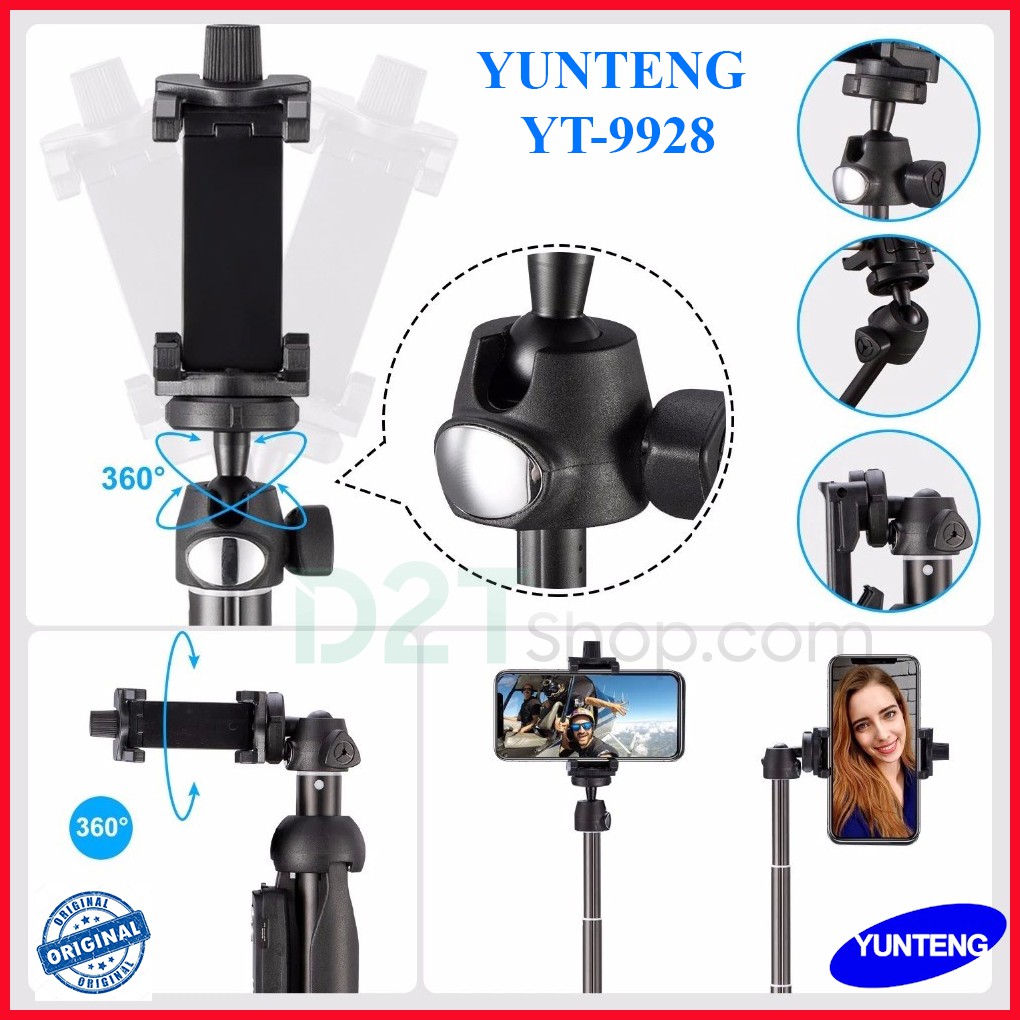 Gậy chụp hình đa năng kiêm tripod 3 trong 1 Yunteng YT-9928 cho điện thoại, action camera [Version mới 2019] | BigBuy360 - bigbuy360.vn