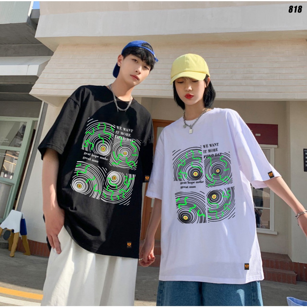 Áo thun tay lỡ unisex form rộng nam nữ Vòng xoáy 818 HY KOREA