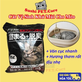 Cát vệ sinh khử mùi cho mèo moon cat 8l - 9l cát vệ sinh cho mèo - cát nhật đen chính hãng