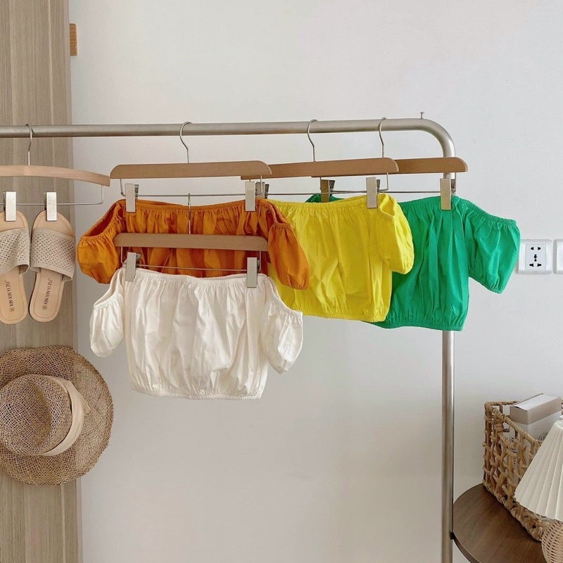 Áo Trễ Vai Tay Bồng Cánh Tiên Tay Bèo Tầng Mặc 2 Kiểu Áo Kiểu Nữ Tay Phồng Phối