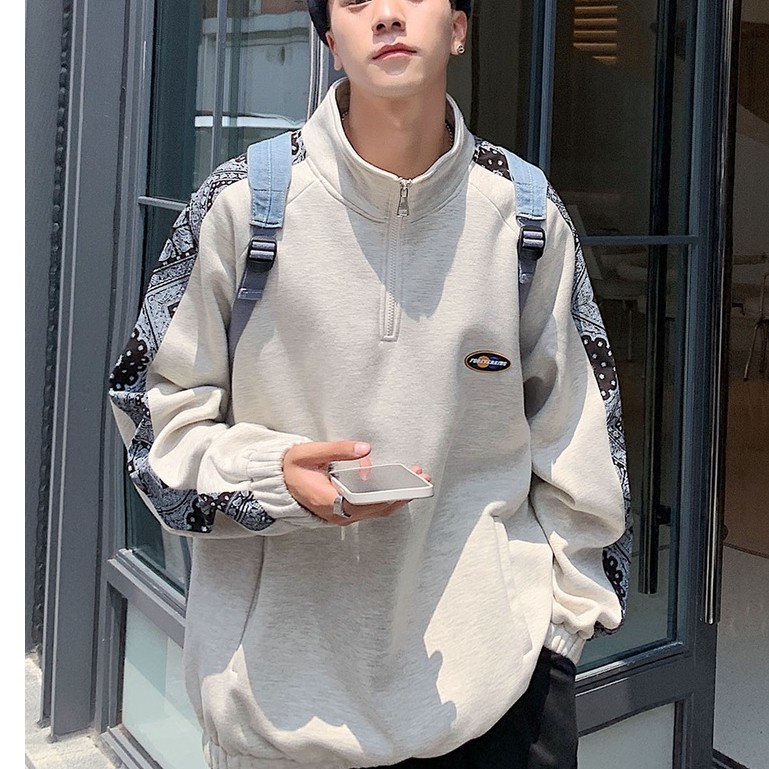 [ Mã 12FASHIONSALE1 giảm 10K đơn 50K ] Áo khoác cardigan nam tay dài dáng rộng thiết kế cổ cao thời trang xuân thu | BigBuy360 - bigbuy360.vn
