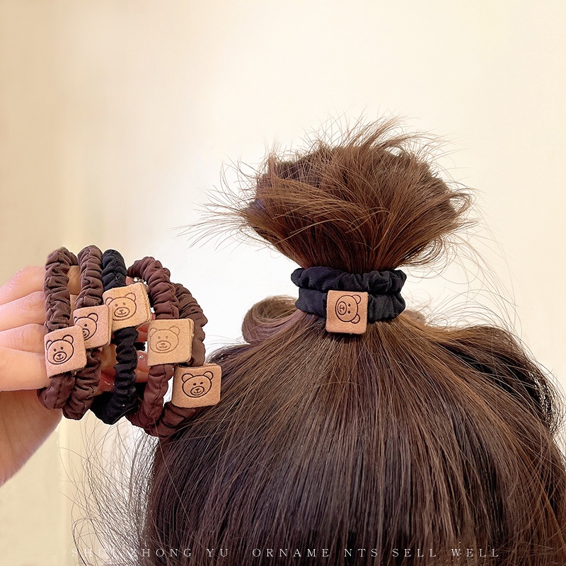 Dây Buộc Tóc Cao Su Màu Đen Đơn Giản Phong Cách Hàn Quốc