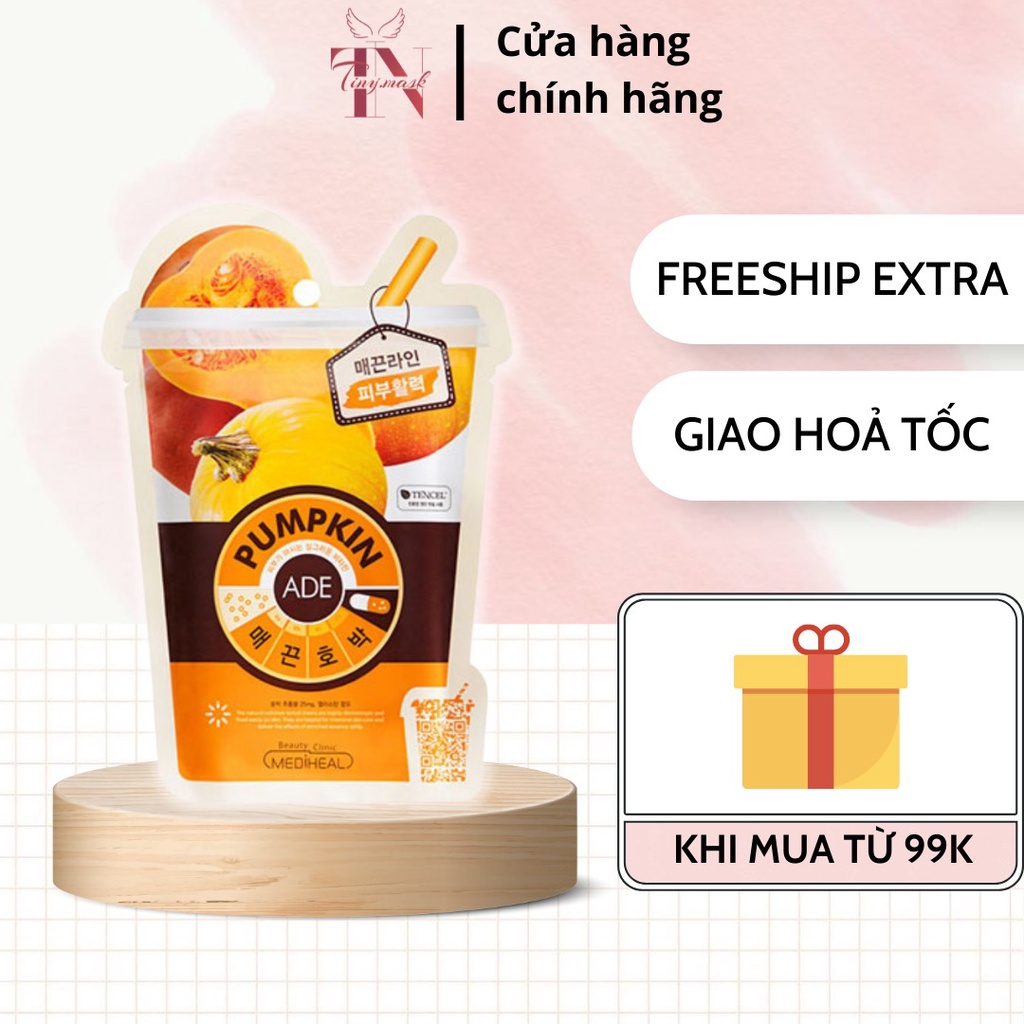 Combo 5 Mặt Nạ GIấy Bí Ngô Giúp Săn Chắc Da - Mediheal Pumpkin Vita Mask 20ml - Đàn Hồi Da, Phục Hồi Da