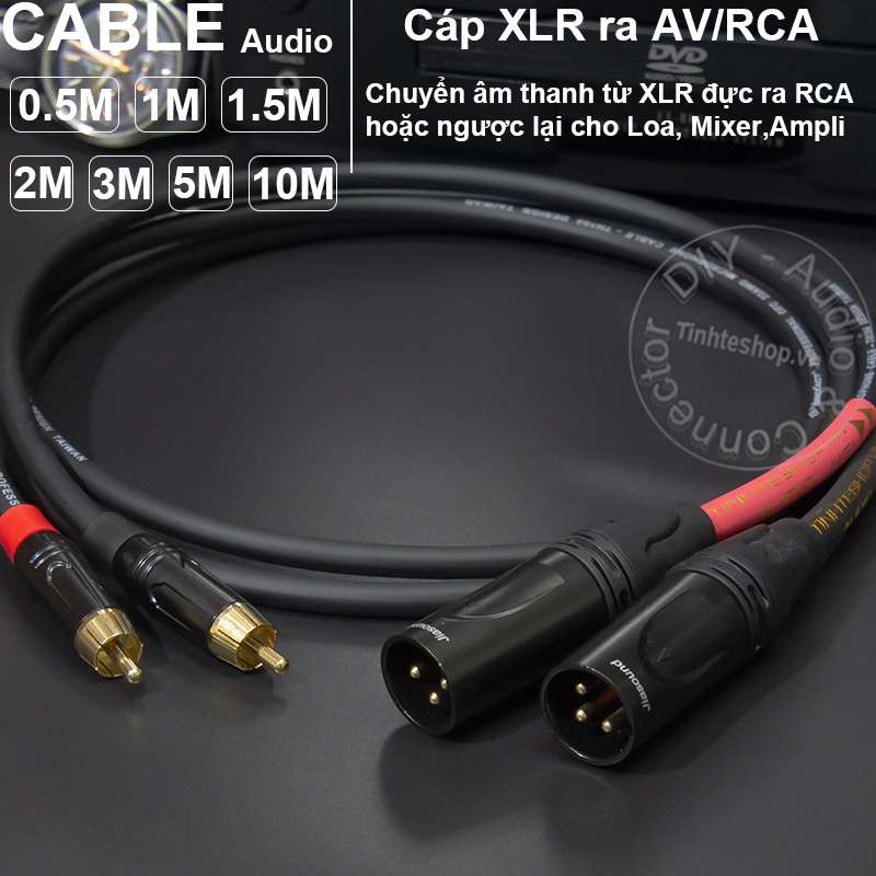 Dây canon đực ra AV 1 cặp DIY dài từ 0.5 mét đến 5 mét - XLR đực sang hoa sen