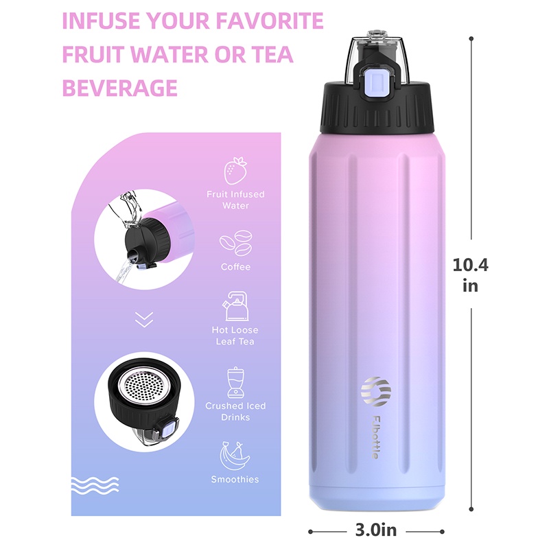 FJbottle Bình Giữ Nhiệt - Ly Giữ Nhiệt BOTTLE SPORT Gradient Pink inox 316 Giữ Lạnh Lên Đến 24h Dung Tích 600ml FJ002