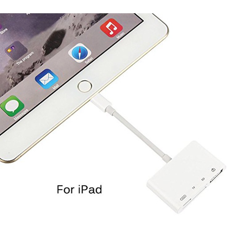 [Mã ELFLASH5 giảm 20K đơn 50K] Cáp OTG lightning đọc thẻ nhớ 4 in 1 cho Iphone Ipad