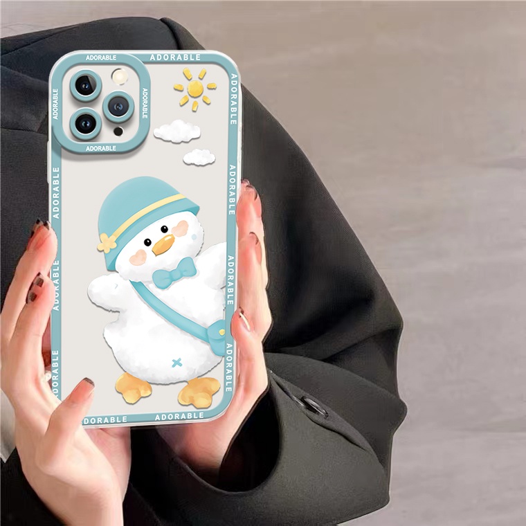 Ốp Điện Thoại Silicon Trong Suốt Họa Tiết Hoạt Hình Chú Vịt Cho IPhone 13 11 12 Pro Max Mini XS X XR 7 8 6 6S Plus