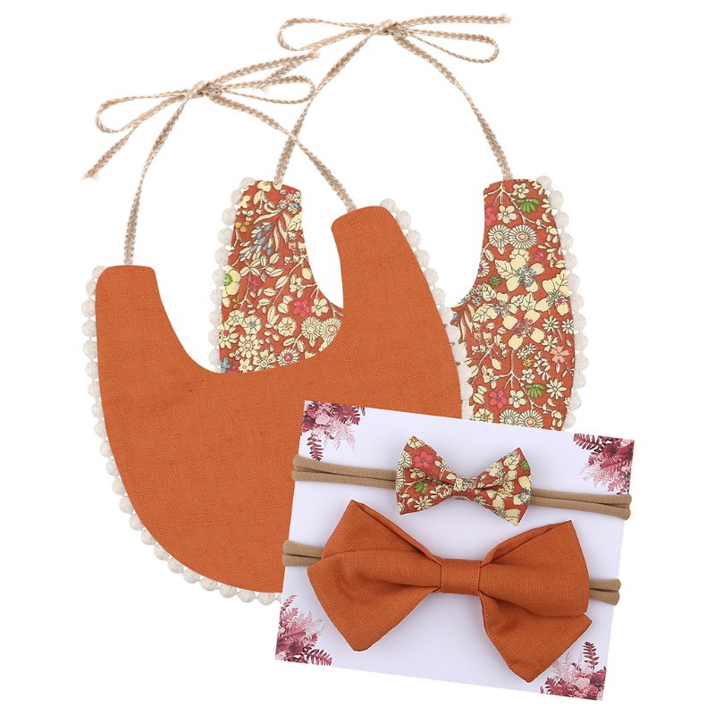 Bộ Khăn Lau Nước Dãi Hai Mặt Thắt Nơ Cho Bé Sơ Sinh