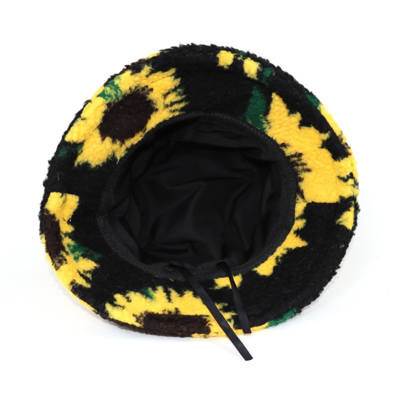 Nón Tai Bèo Lông Cừu Họa Tiết Hoa Hướng Dương Thời Trang