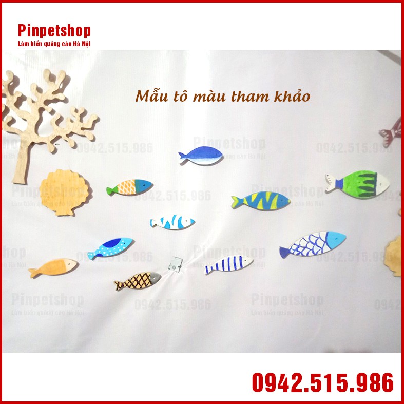 Combo bộ cá gỗ treo tường gỗ polywood dày 5mm