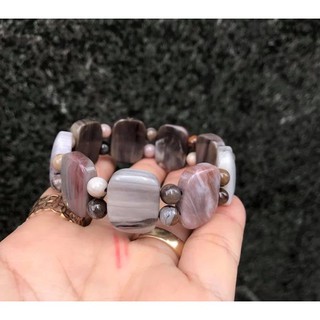 Vòng tay gỗ hóa thạch thiên nhiên mix kiểu