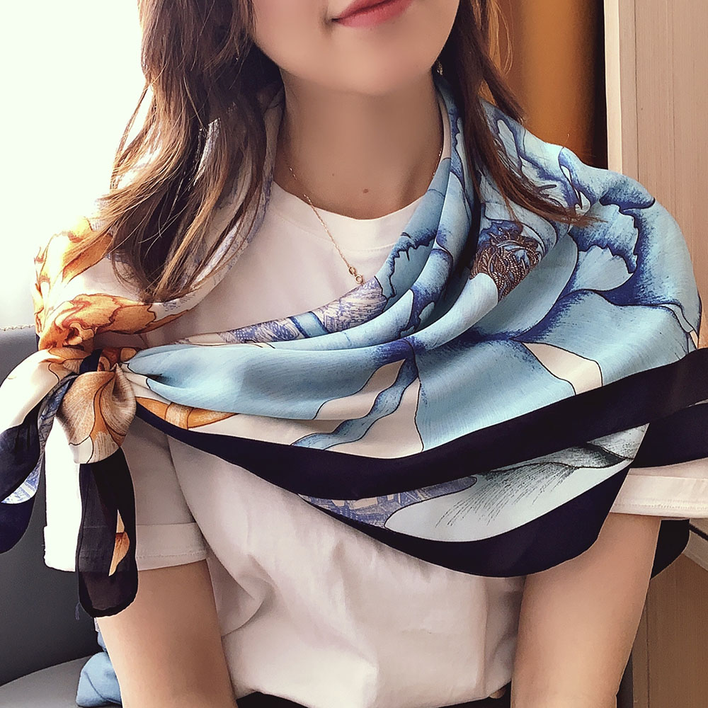 Khăn Choàng Satin 90cm Chất Lượng Cao Thời Trang Mùa Xuân Cho Nữ 90cm * 90cm WJ1006-32