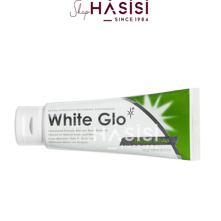 KEM ĐÁNH RĂNG WHITE GLO - Natural Herbs 100ml (xanh lá)