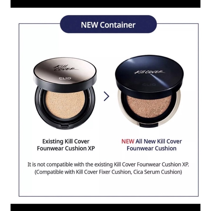 (MẪU MỚI) Phấn nước Clio Kill Cover Founwear Cushion All New SPF 50+ (15gx2 lõi) Lâu trôi, mịn da - HONGS BEAUTY