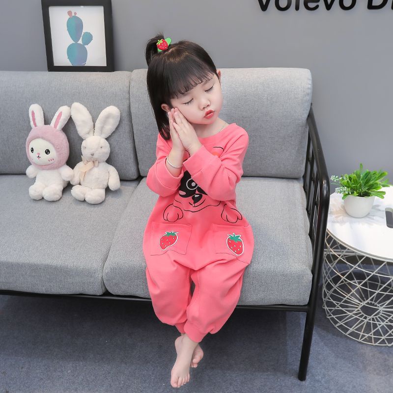 ✨Hàng Có Sẵn✨ Bộ Đồ Ngủ Liền Thân Tay Dài Chống Đá Thời Trang Thu Đông Cho Bé