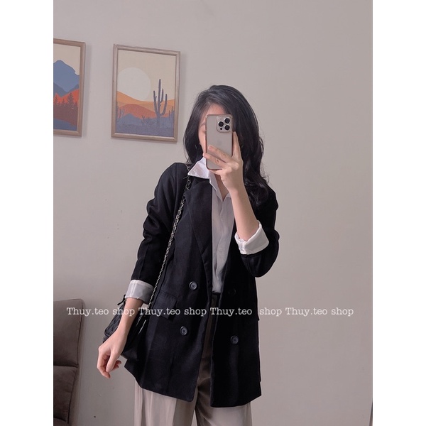 Áo blazer nâu tây 2 lơp phong cách Hàn quốc-Áo vest nâu sang chảnh