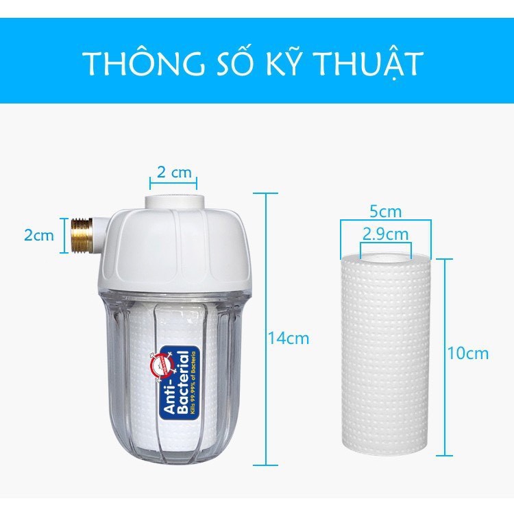 COMBO BỘ LỌC NƯỚC SINH HOẠT VÀ 1 LÕI LỌC GER001. Loại bỏ cặn bẩn, kim loại nặng, vi khuẩn, mùi khó chịu...ĐIỆN.NƯỚC