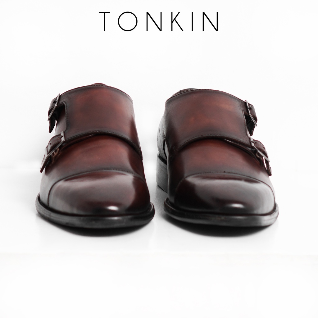 Giày Tây nam công sở Rasho Monk Strap màu nâu da thật, giày da văn phòng thanh lịch sang trọng thương hiệu TONKIN