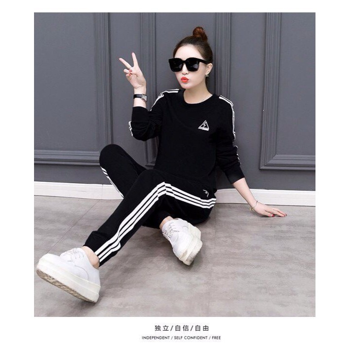 Set Đồ Bộ Thu Đông Nữ Thể Thao Viền Sọc Thời Trang Mặc Nhà Cao Cấp | BigBuy360 - bigbuy360.vn