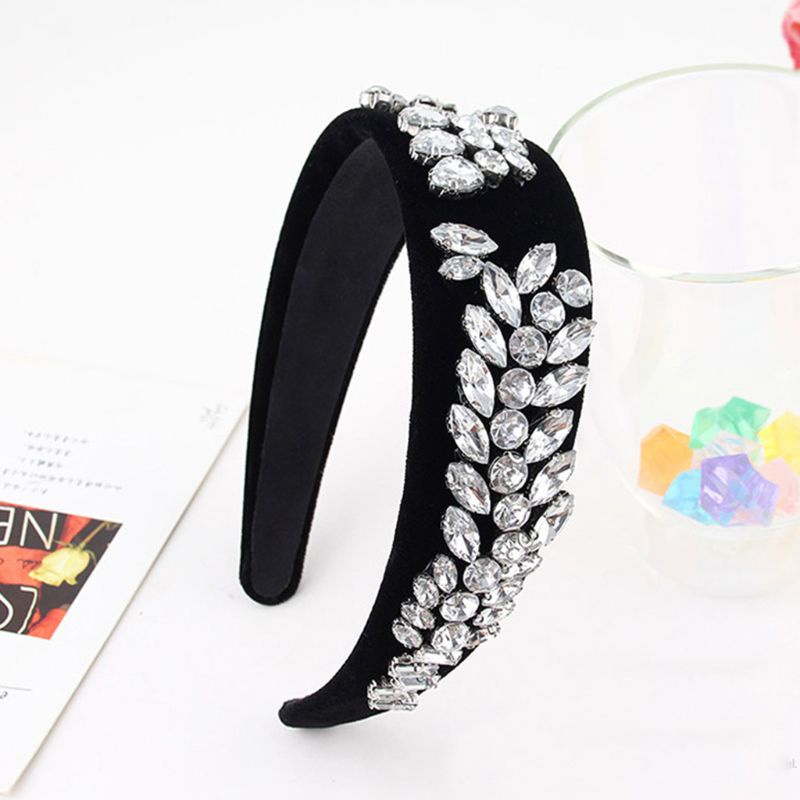 Băng Đô Cài Tóc Bản Rộng Đính Đá Phong Cách Baroque Sáng Tạo