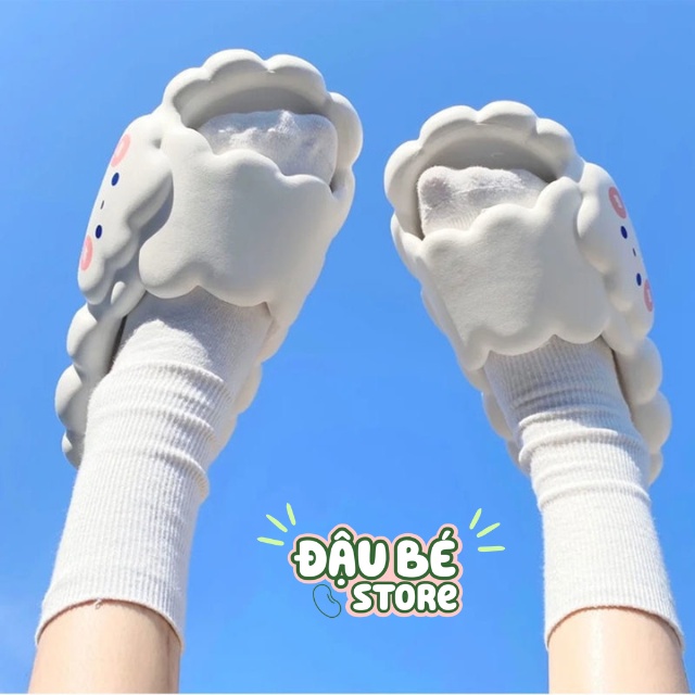 Dép Bánh Mì Nữ Đám Mây Hoạt Hình Ulzzang Cute - Dép Quai Ngang Nữ Unisex Ngộ Nghĩnh Đế Mềm Chống Trơn - Daube - D047