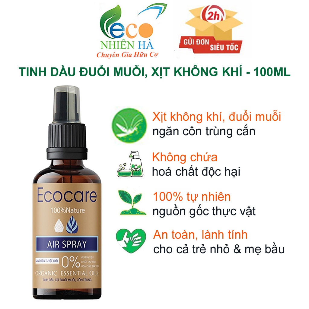 Tinh dầu đuổi muỗi ECOCARE 100ml, tinh dầu thiên nhiên xịt không khí, đuổi côn trùng